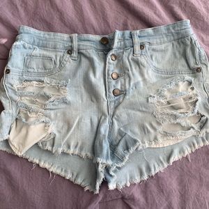 Light wash jean shorts